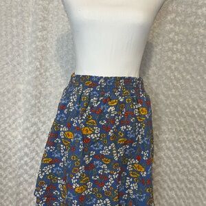 Toad&Co Blue Floral Tiered Mini Skirt Size Large